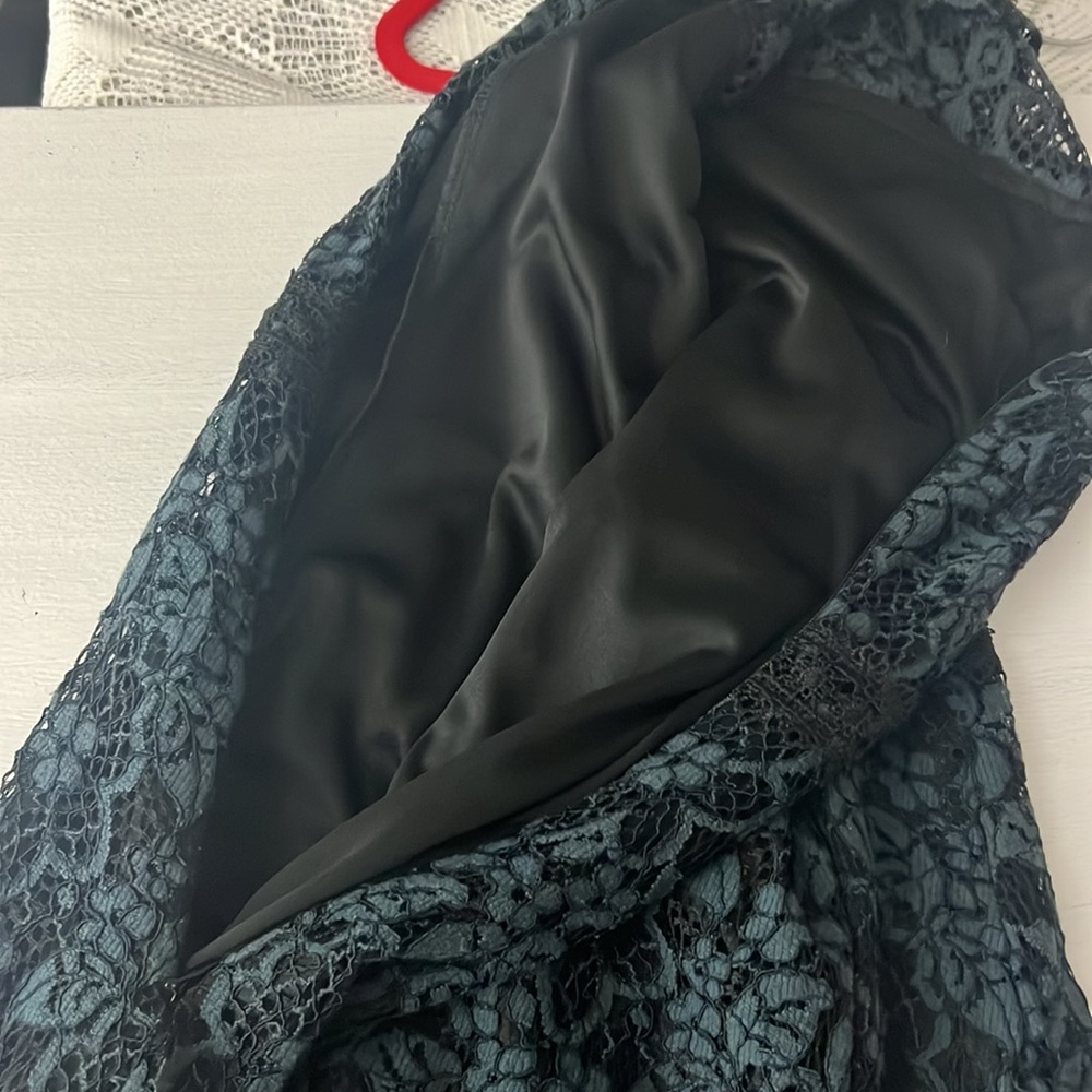 Zara lace dress midi bodycon navy blue sleeveless fitted black label  Sz. L - Picture 15 of 15